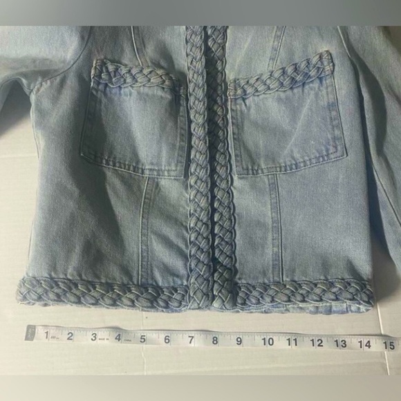 Veronica Beard Arrowe Glacier Blue Denim Jacket with Braided Trim Sz 00 - Picture 9 of 16
